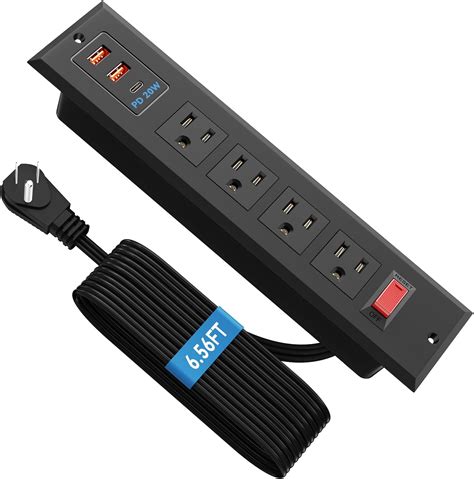 4 outlet desk electrical box|Furniture Recessed Power Strip, BTU Flush Mount .